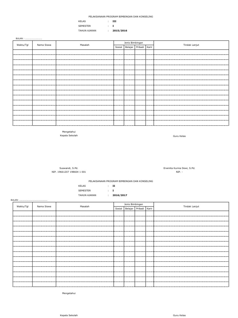 Contoh Buku Bimbingan Konseling SD | PDF | Karier & Perkembangan