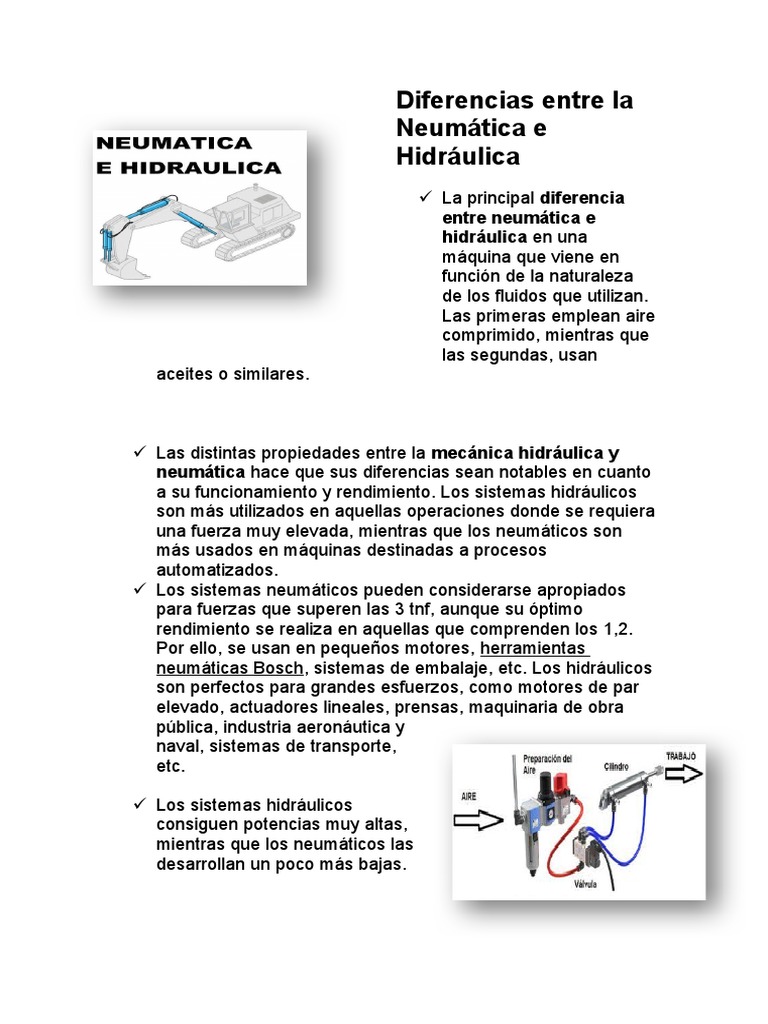 Diferencias Entre La Neumática e Hidráulica