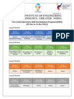 ISDP schedule Idea lab