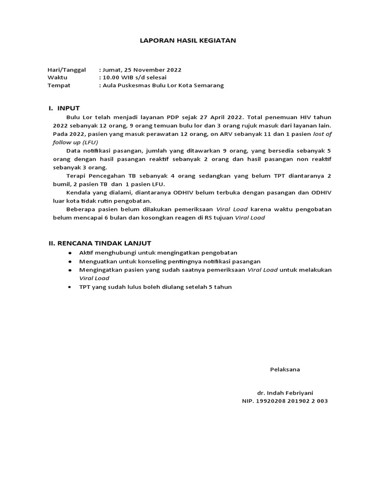 Laporan HIV-AIDS Puskesmas Bulu Lor | PDF