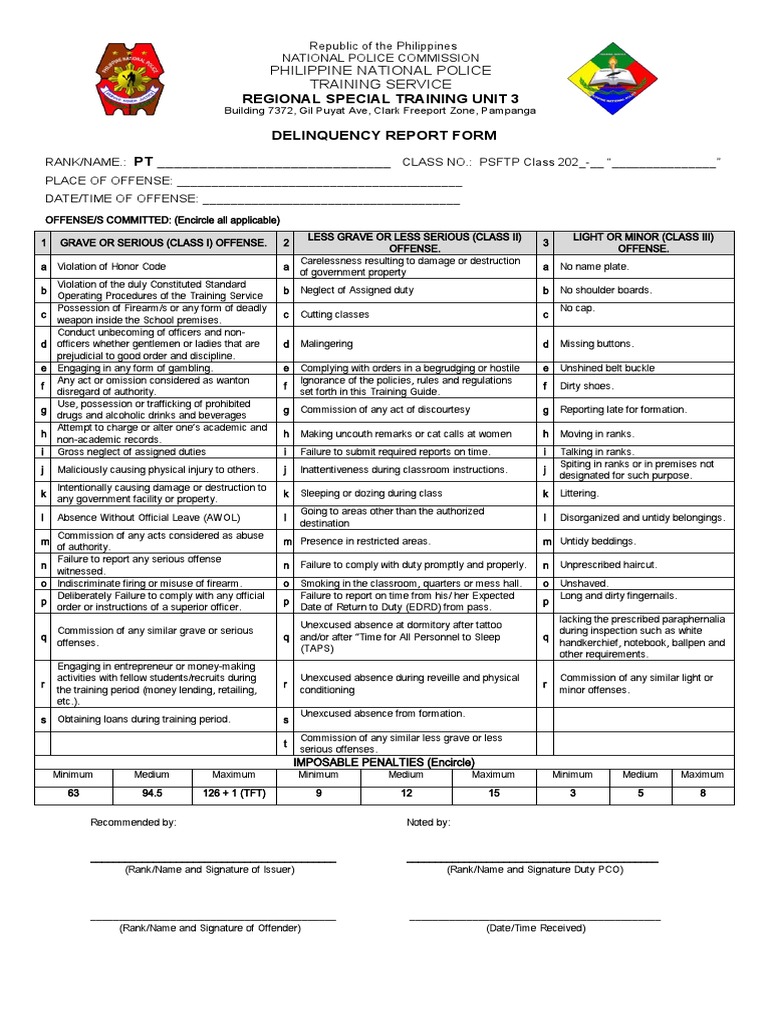 Delinquency Report Form New October 2021 PDF