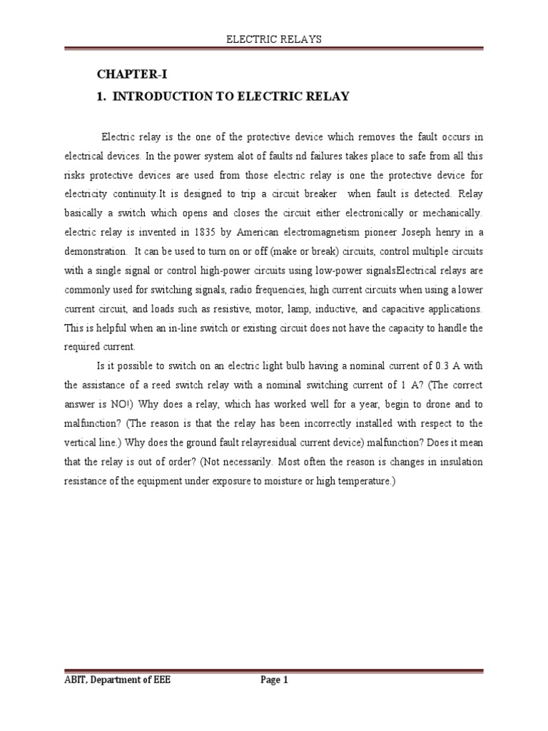Electricity Relay | PDF | Relay | Switch