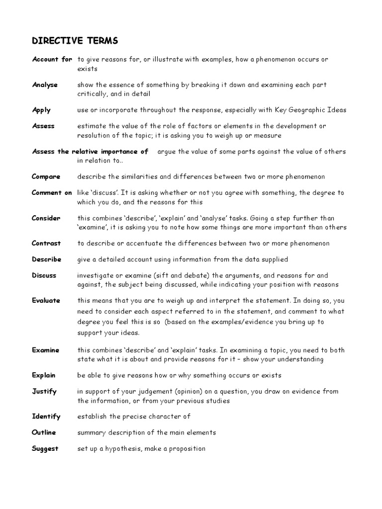 WHAT ARE THE DIRECTIVE DEFINE WITH EXAMPLE intelligence overview