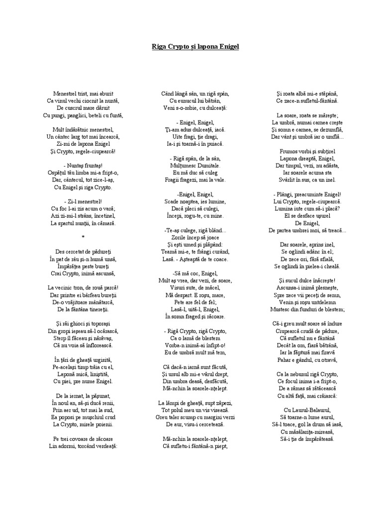 Riga Crypto Și Lapona Enigel-Poezie | PDF