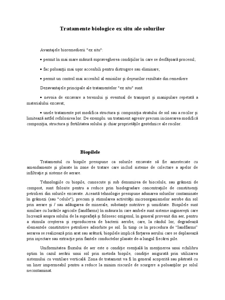 Tratamente Biologice Ex Situ | PDF