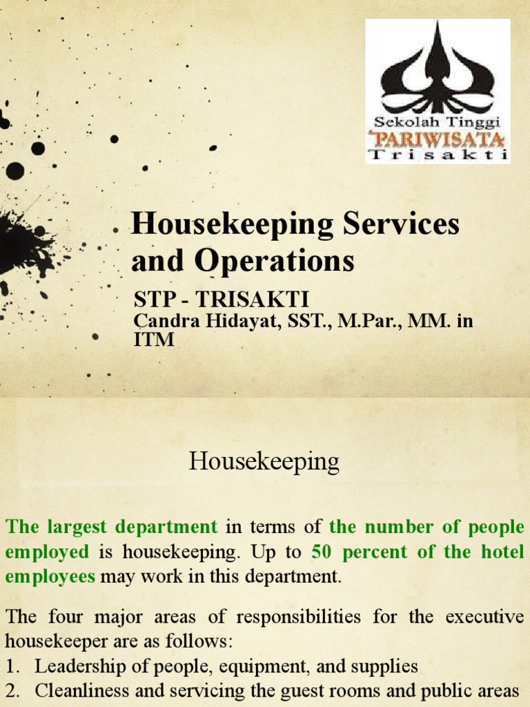 Chapter 4 Housekeeping Services and Operations PDF Housekeeping