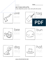 Three Letter Words Tracing Preschool Activity Worksheets 3