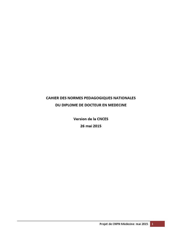 Normes Pédagogiques pour Médecine LMD | PDF | Doctorat | Sciences de la ...