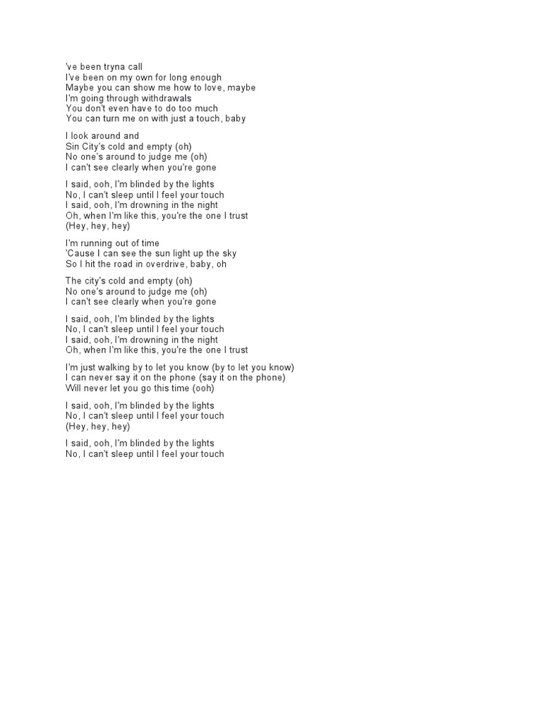 Blinding Lights Lyrics | PDF