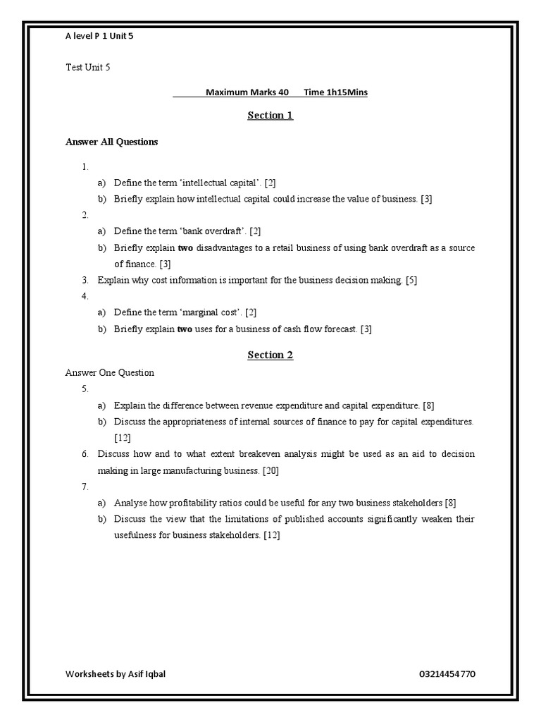 Test Unit 5 | PDF | Business | Finance & Money Management