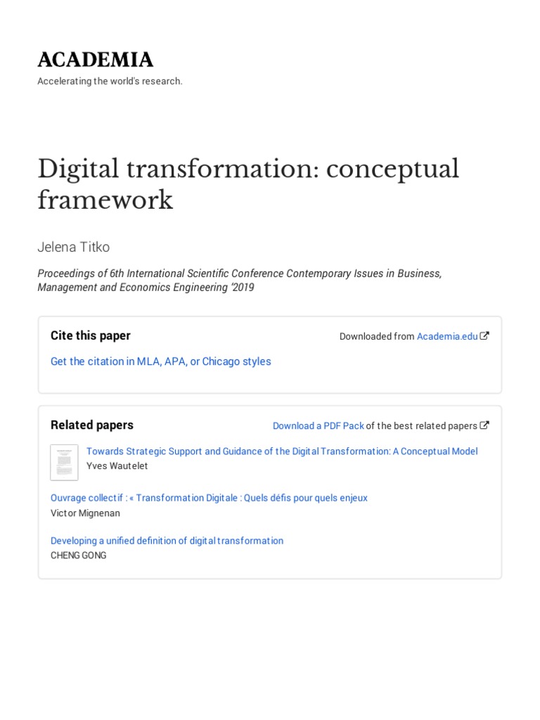 Digital Transformation Conceptual Framework | PDF | Business Model ...