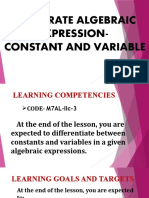 G7 Math Q2-Week 3 - Illustrate Algebraic-Expressions-Constant-and-Variables