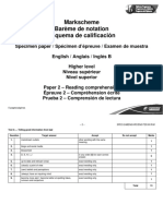 Paper II - Reading MarkScheme - HL