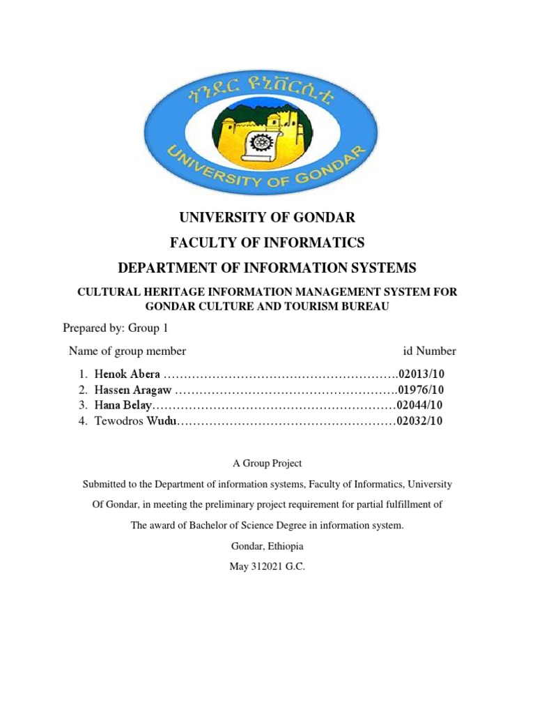 Cultural heritage information management system for gondar culture and