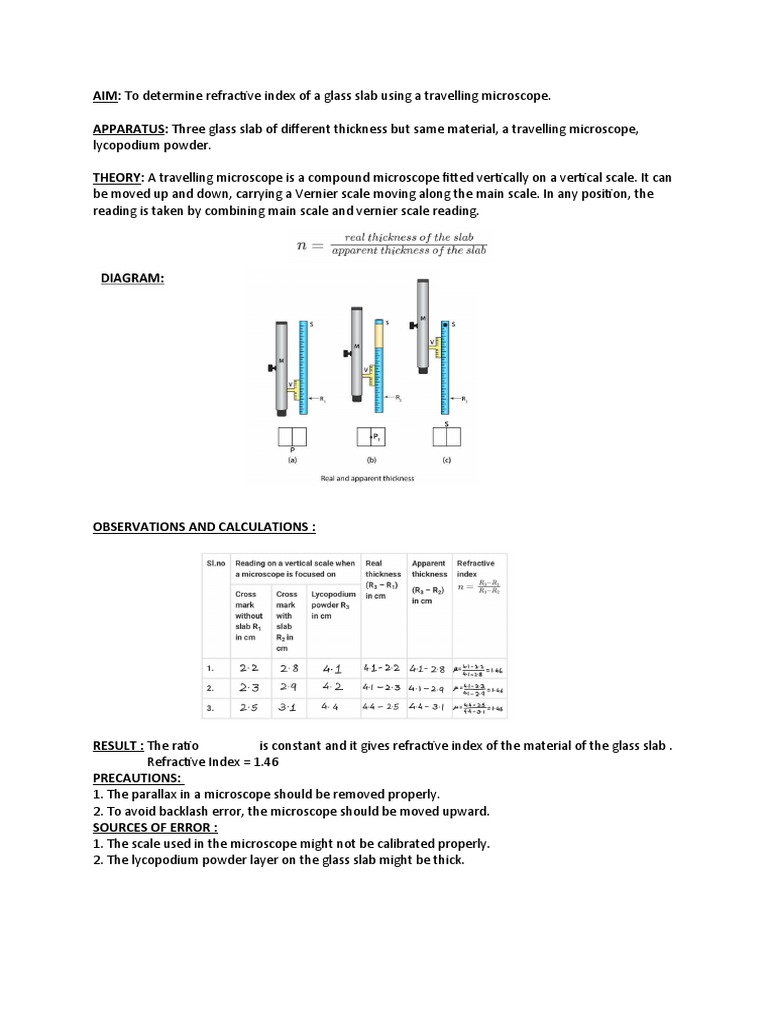 travelling microscope experiment pdf