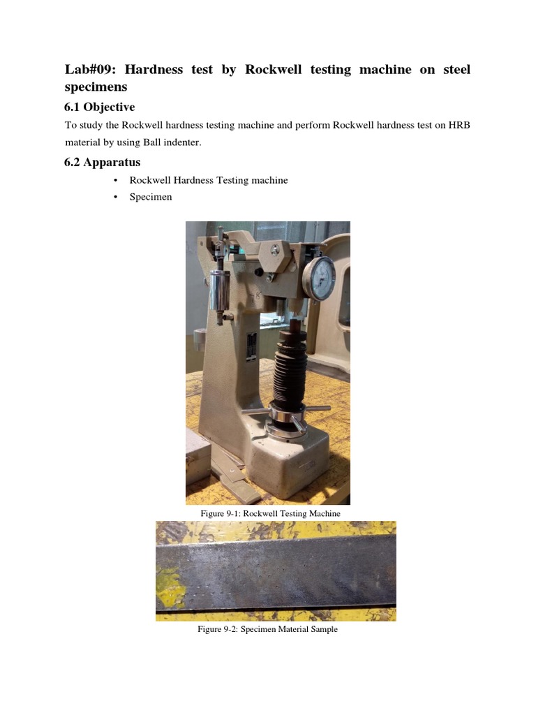 Rockwell Hardness Test on Steel Samples | PDF | Hardness | Solid Mechanics