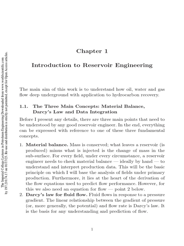Introduction To Reservoir Engineering 1.1. The Three Main Concepts