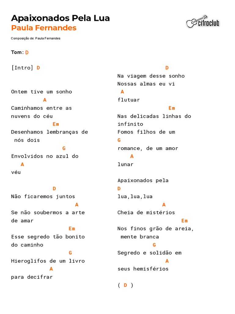 Apaixonados pela Lua - Letra e Cifras | PDF