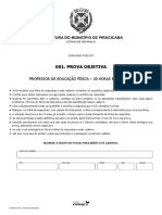 Prova Objetiva: Professor de Educação Física - 20 Horas e 40 Horas