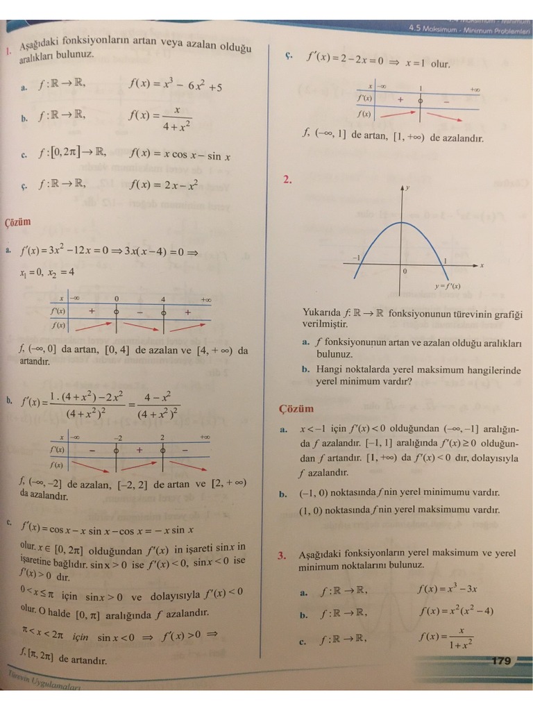 Çalışma Soruları - Maksimum-Minimum Problemleri | PDF