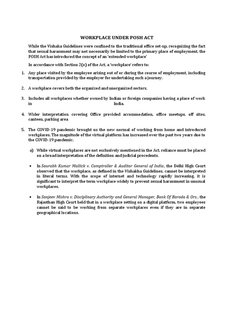 POSH Act: Expanded Workplace Definition | PDF