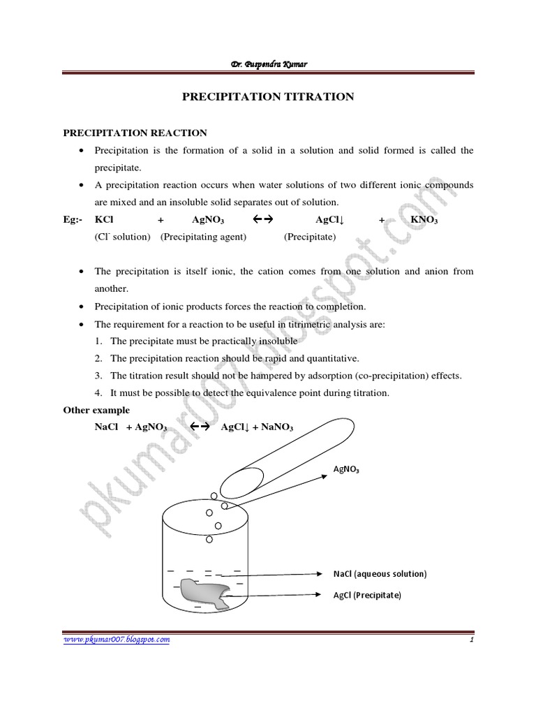 Precipitation Titrations PDF Precipitation (Chemistry) Chemistry