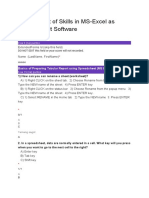 Assessment of Skills in MS EXCEL