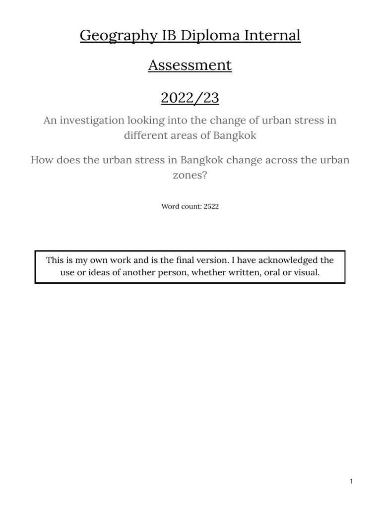 Geography IA PDF Quality Of Life City