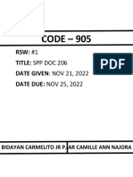 Code 905-RSW1 F