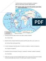 Tectonic Plates, Earthquake Worksheet