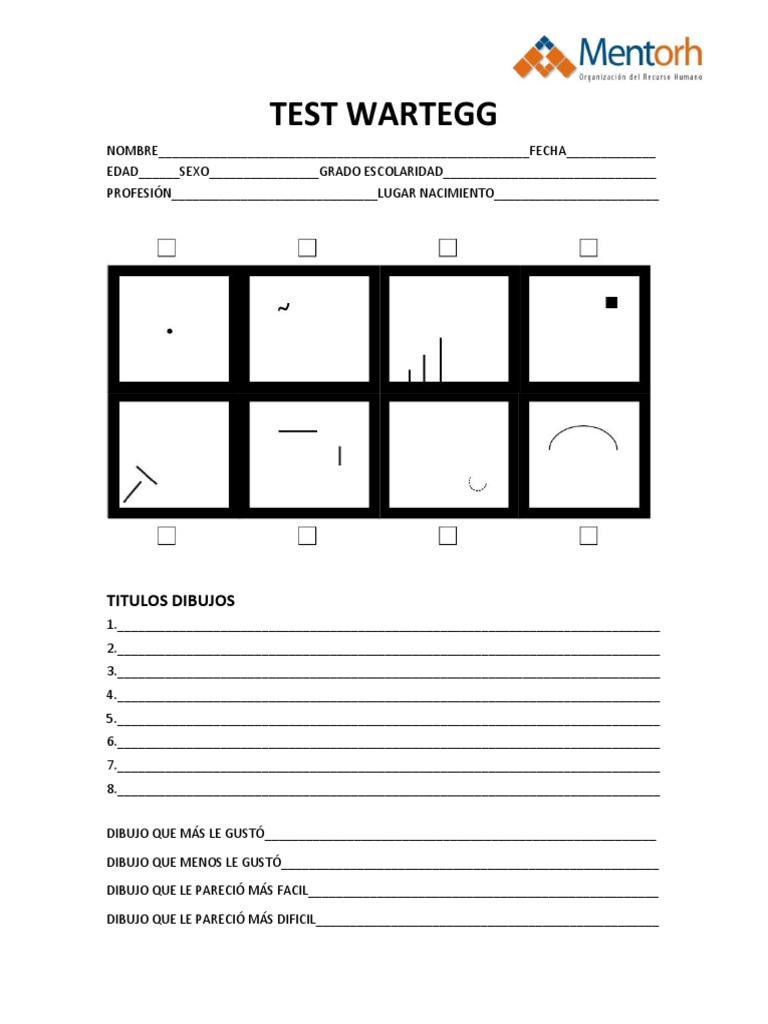 Test Wartegg evaluación psicológica dibujos | PDF