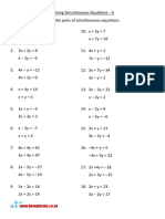 Simultaneous Equations Elimination Method Worksheet
