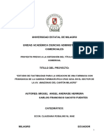 Estudio de Factibilidad para La Creación de Una Farmacia Con Franquicia de La Cadena Farmacéutica Cruz Azul en El Sector de La Av. Amazonas Del Cantón Milagro