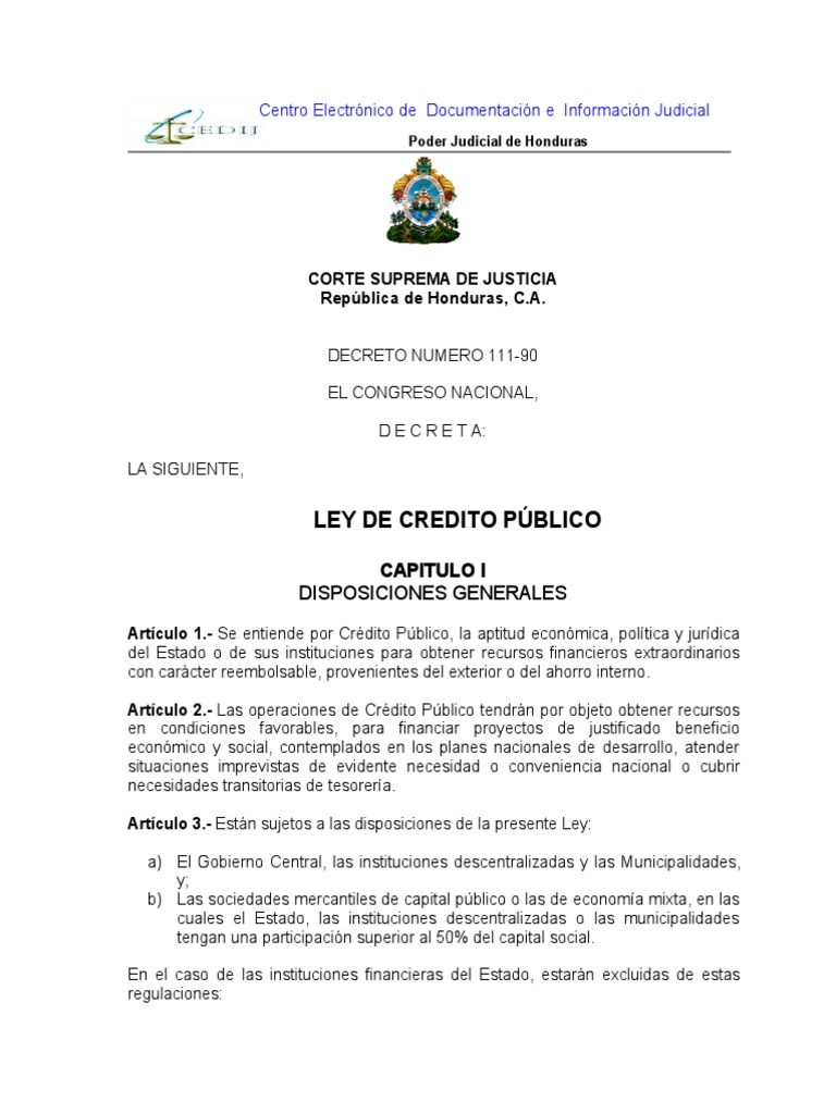 Ley de Credito Publico PDF Deuda gubernamental Presupuesto