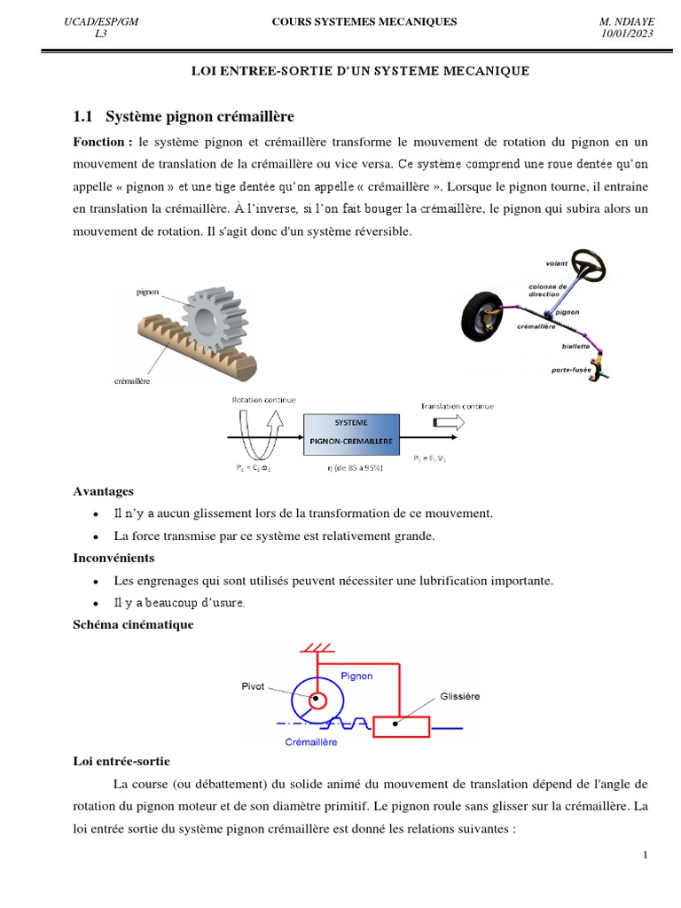 LOI ENTREE SORTIE (B) PDF Mouvement de rotation Cinématique — free download