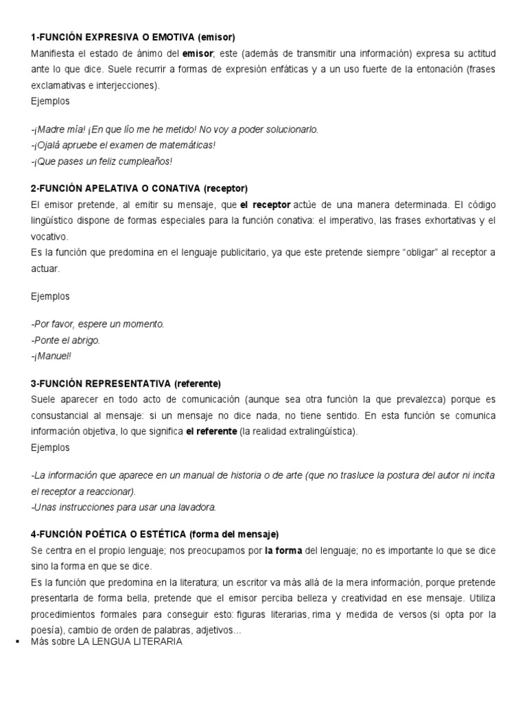 Funciones de La Lengua | PDF | Artes del Lenguaje y Comunicación