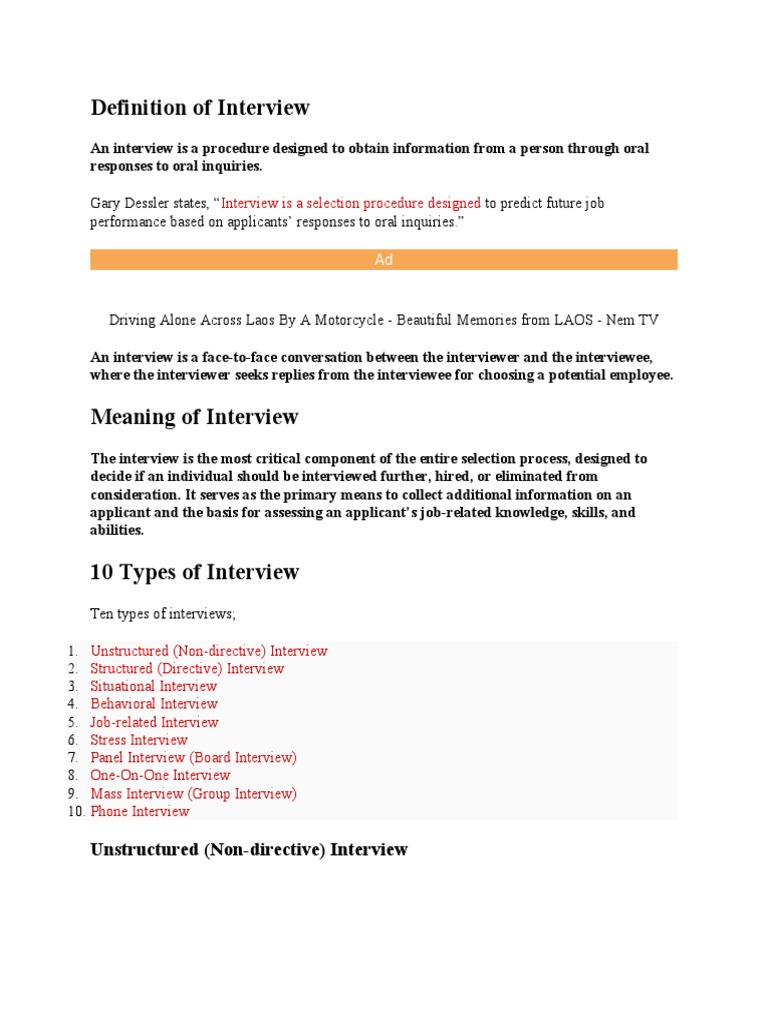 A Comprehensive Overview of Interview Types, Structures, and ...