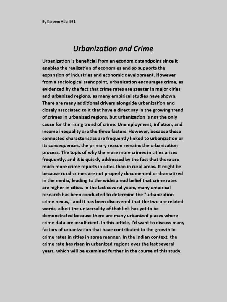 Urbanization's Impact on Crime Rates | PDF | Social Science