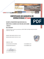 Certificado de Garantia de Operatividad N