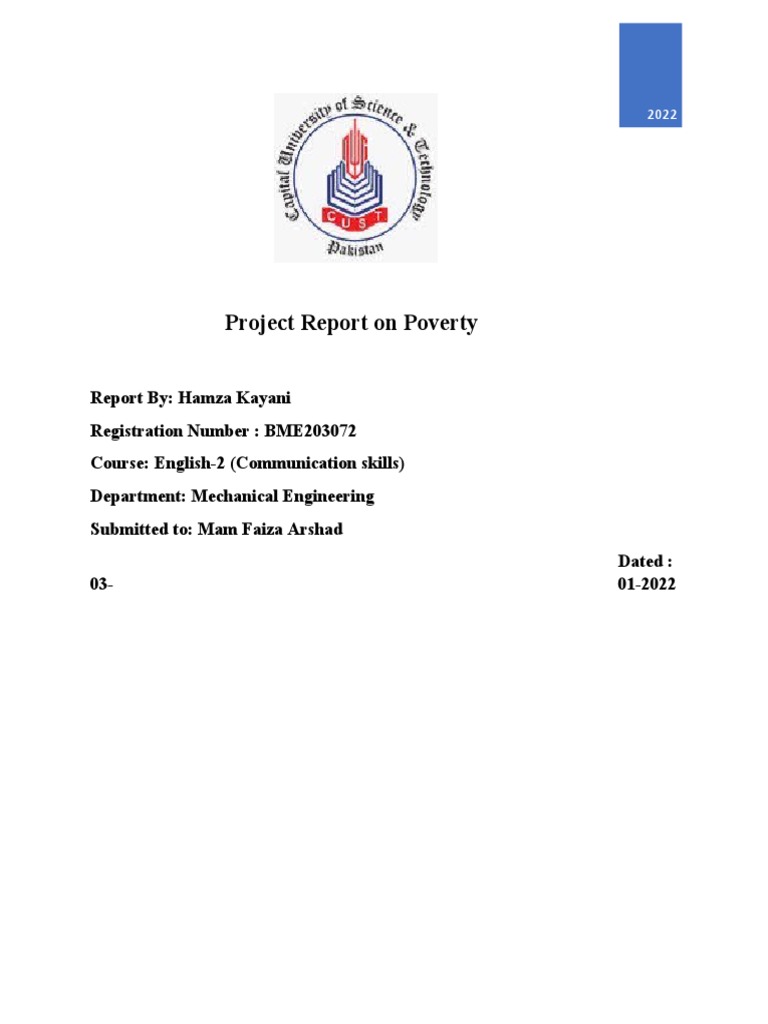 Project Report On Poverty | PDF | Poverty | Poverty &amp; Homelessness