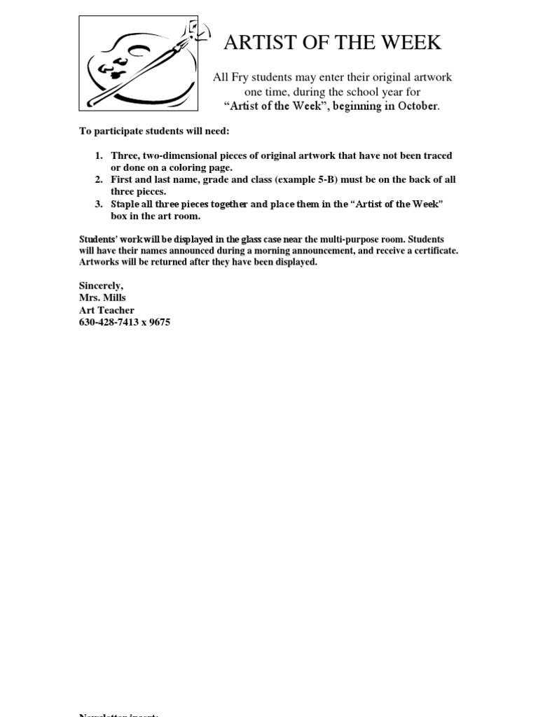 Artist of The Week Student Page | PDF | Paintings