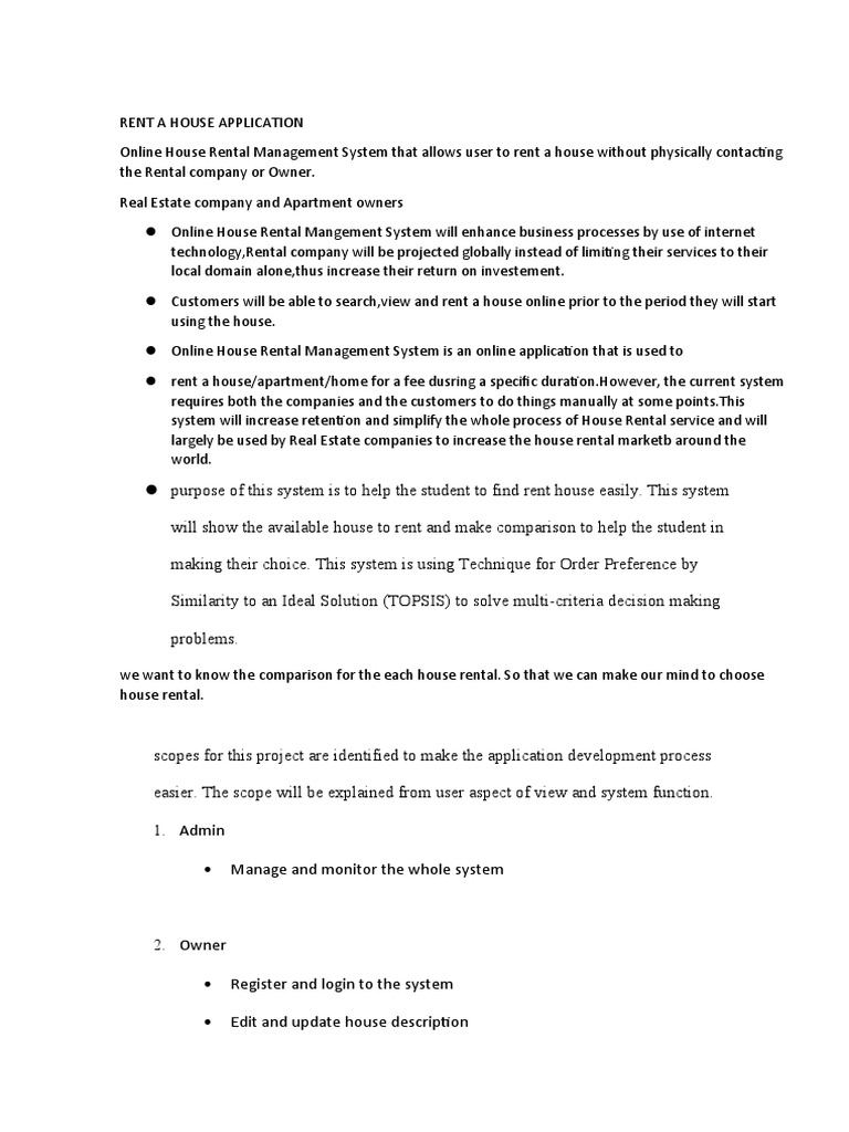 Online House Rental Management System | PDF | Renting | Use Case