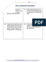 Speed, Time, and Distance Worksheet