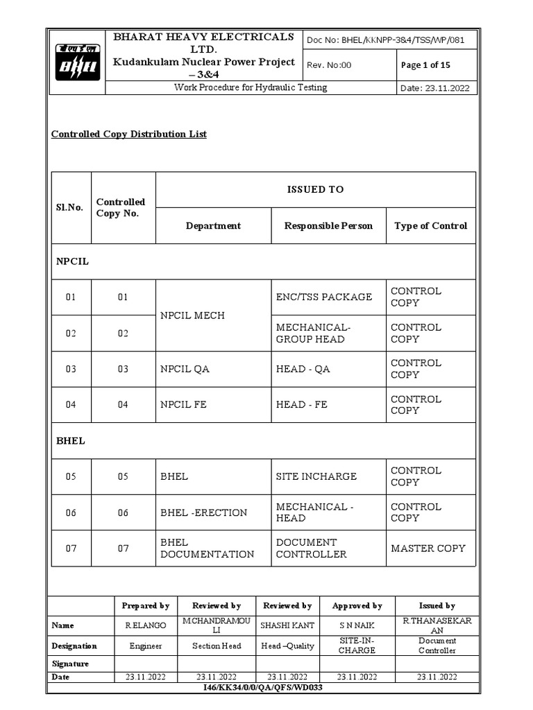 Hydro Test Procedure PDF Leak Pressure Measurement