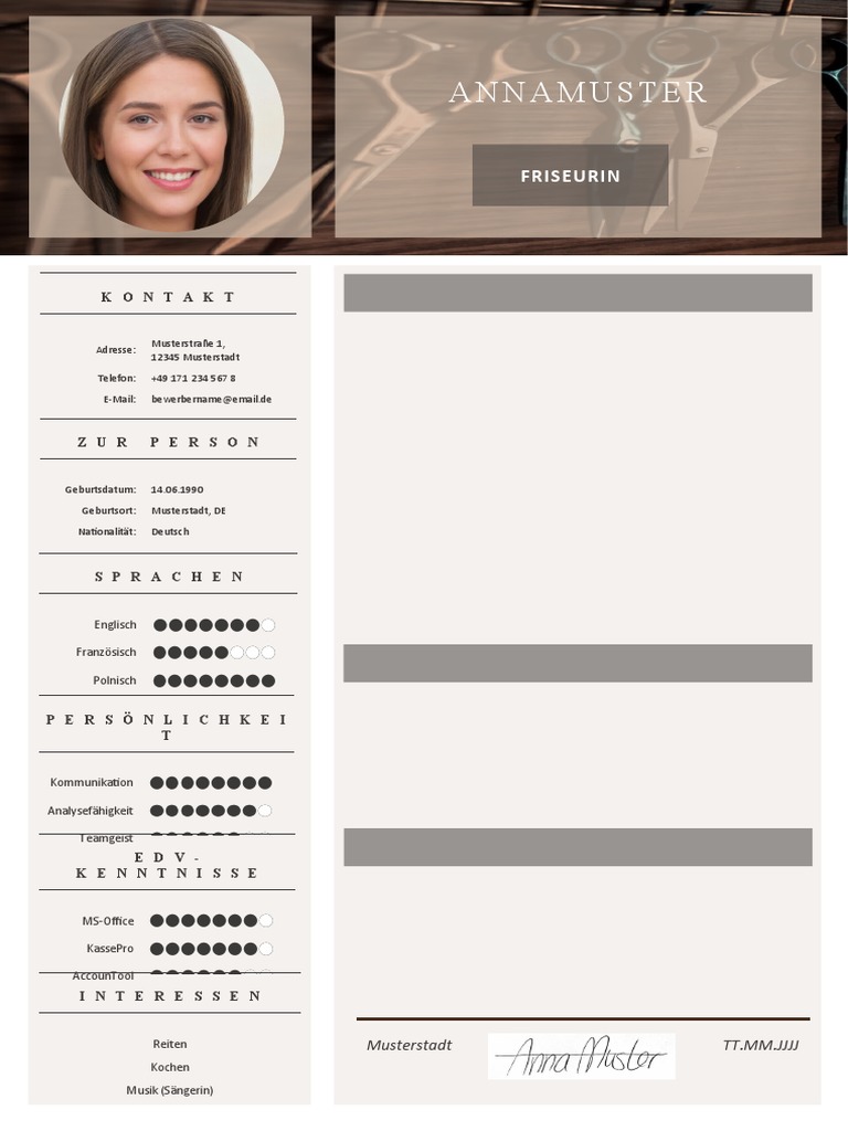 Bewerbung Muster Schreiben Lebenslauf Format