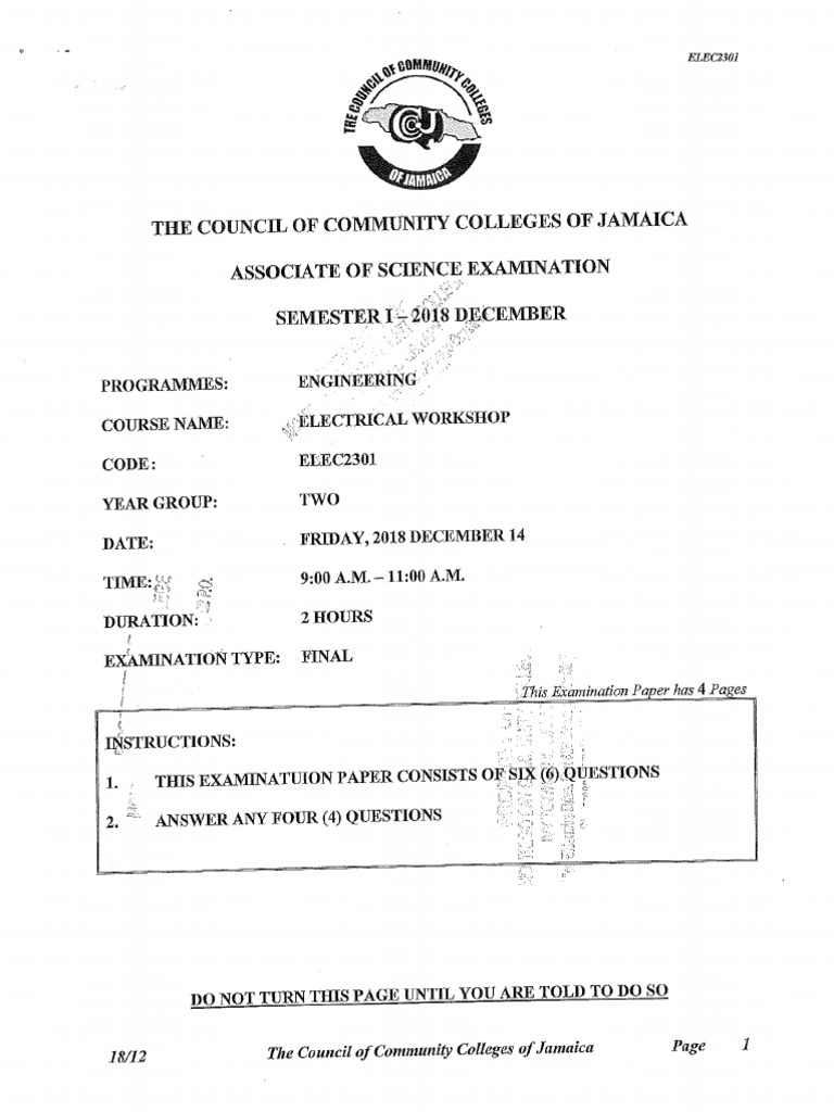Electrical Workshop December 2018 Pdf