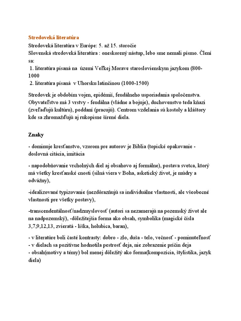 Stredoveka literatura pdf