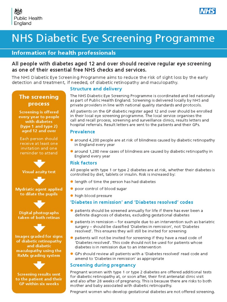Retinal Screening PDF Diabetes Screening (Medicine)