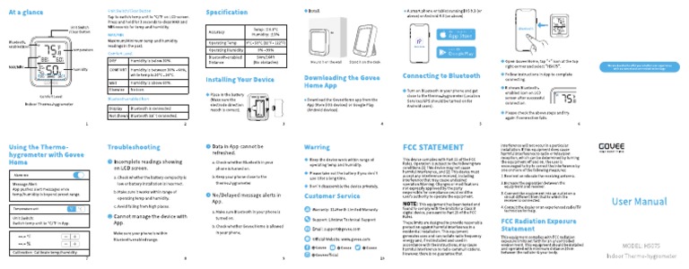 Manual Termohigrometro h5075 Govve | PDF