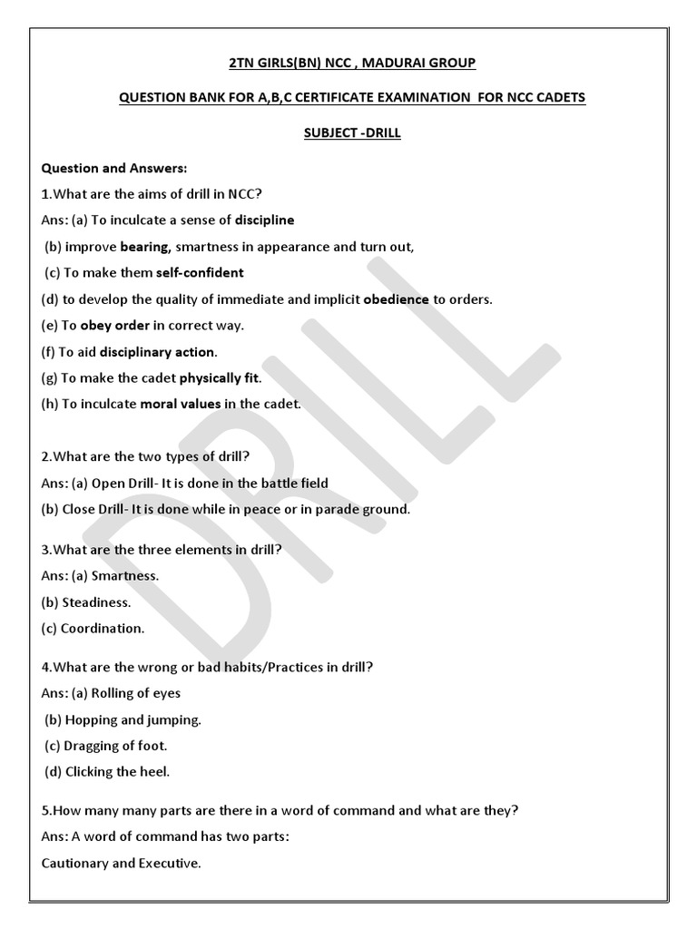 Drill Question Bank PDF